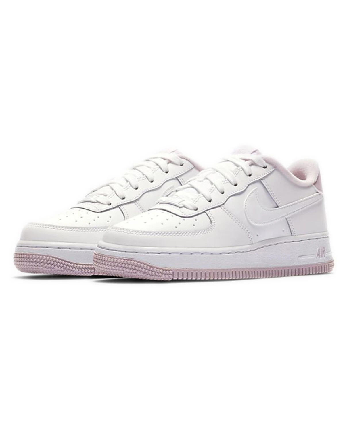 Nike Air Force 1 детские кеды кожаные бело-розовые картинка
