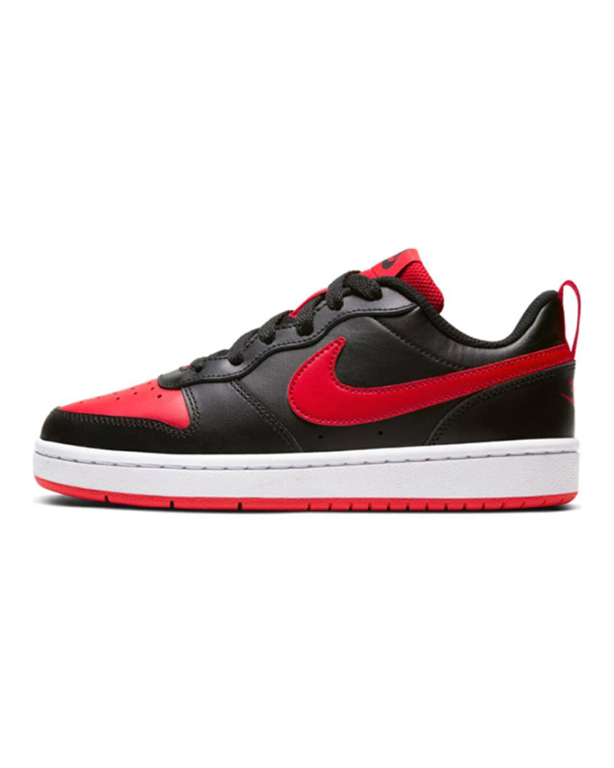 Nike Court Borough Low 2 детские кеды кожаные черно-красные картинка