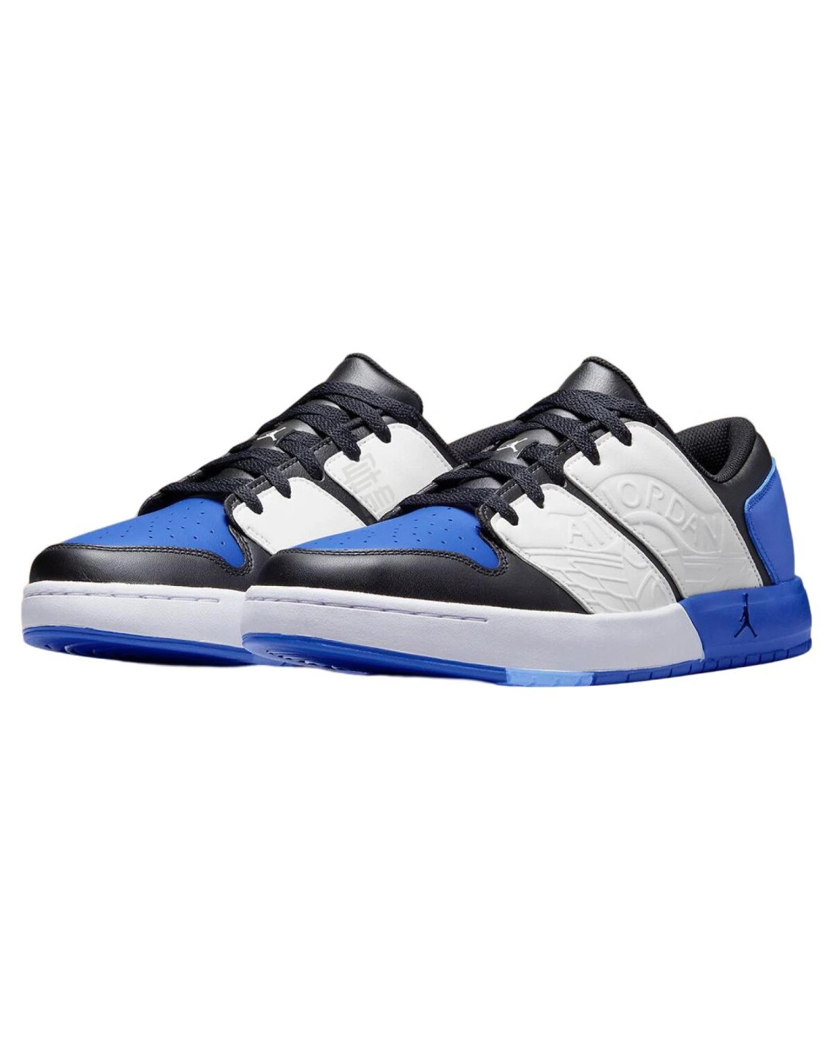 Jordan Nu Retro 1 Low "Sport Royal" мужские спортивные кроссовки кожаные бело-чёрно-синие картинка