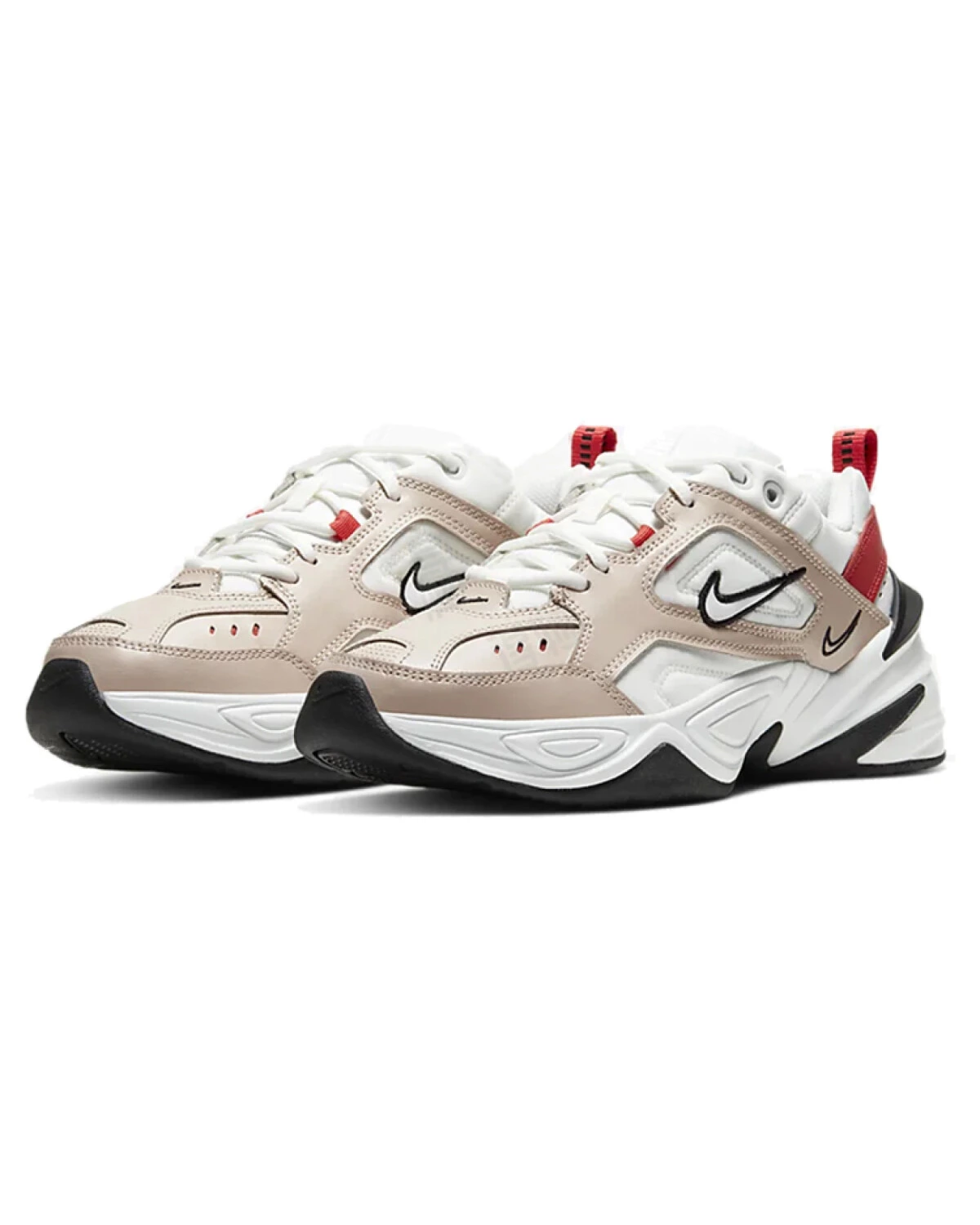 Nike M2K Tekno женские кроссовки бело-бежевые с кожаным верхом картинка