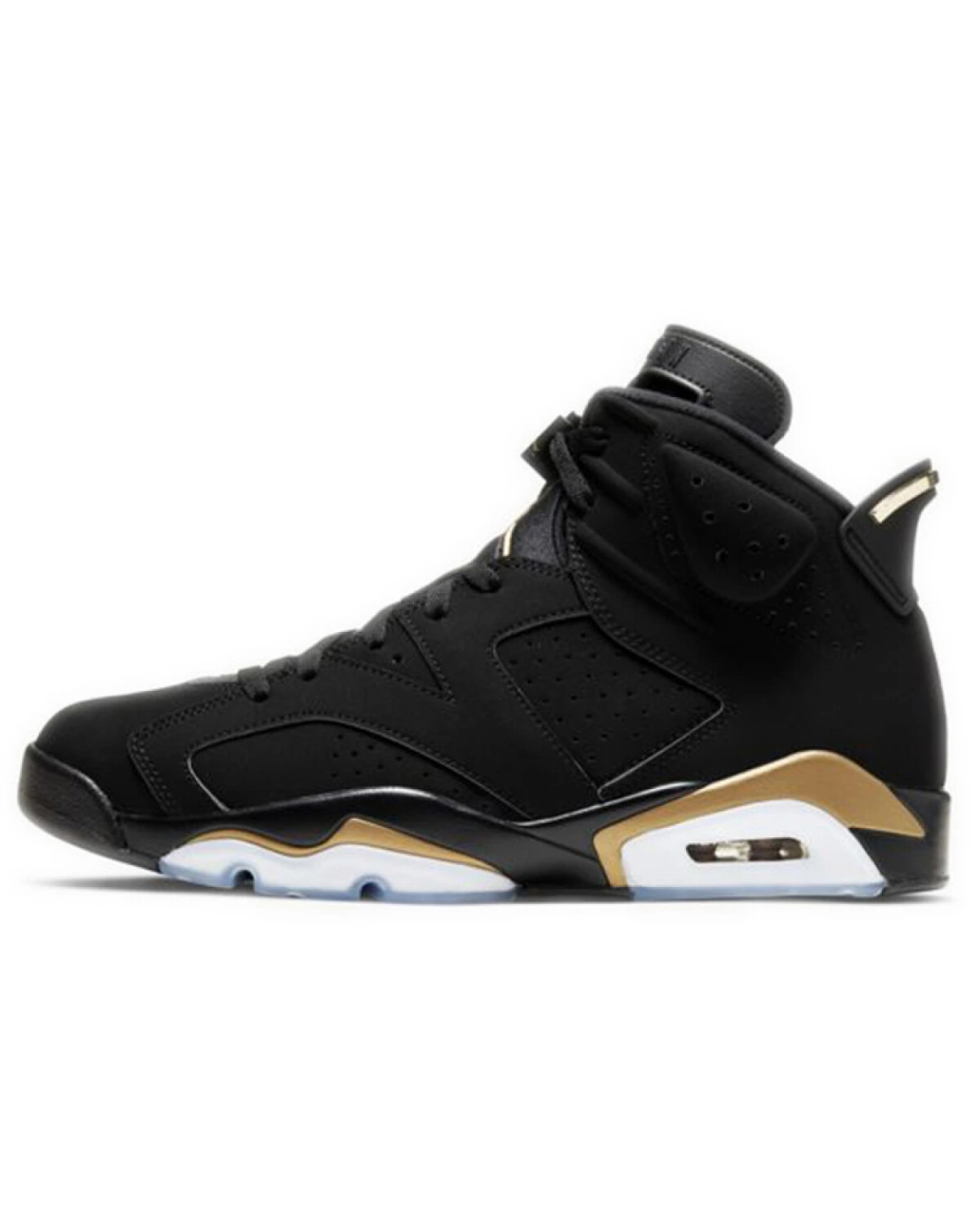 Jordan Air Jordan 6 унисекс кроссовки высокие кожаные чёрные с золотыми деталями картинка