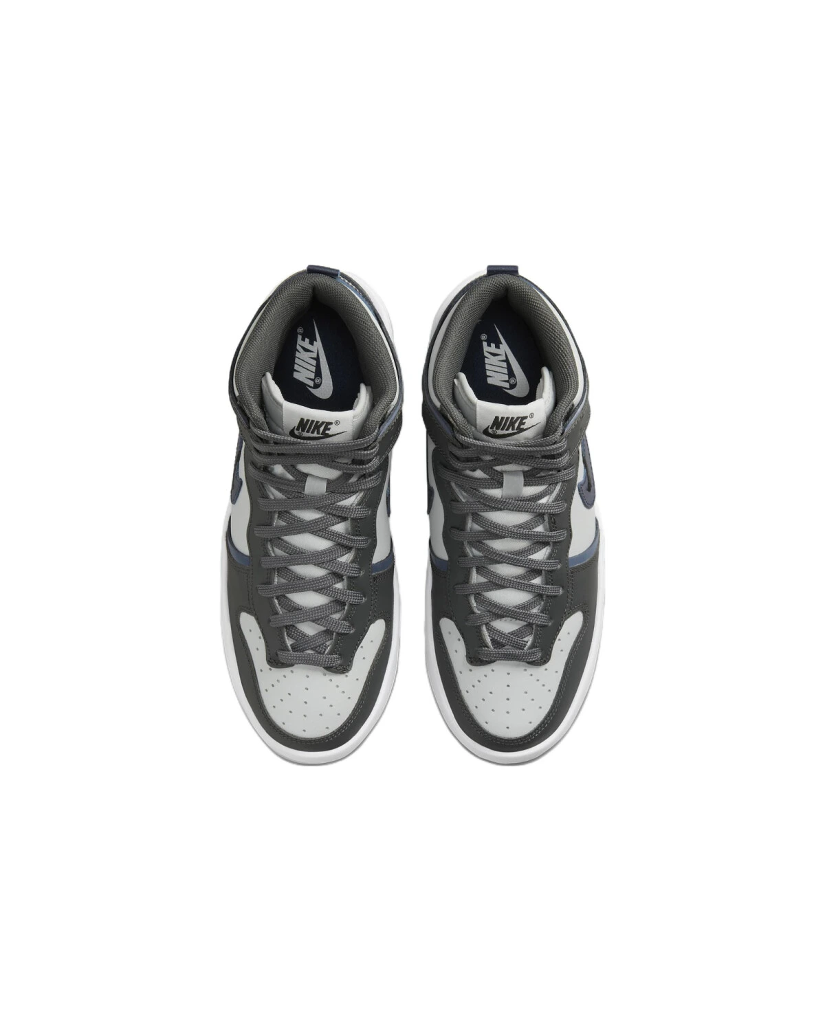 Nike Dunk High Up женские кроссовки кожаные противоскользящие серо-белые картинка