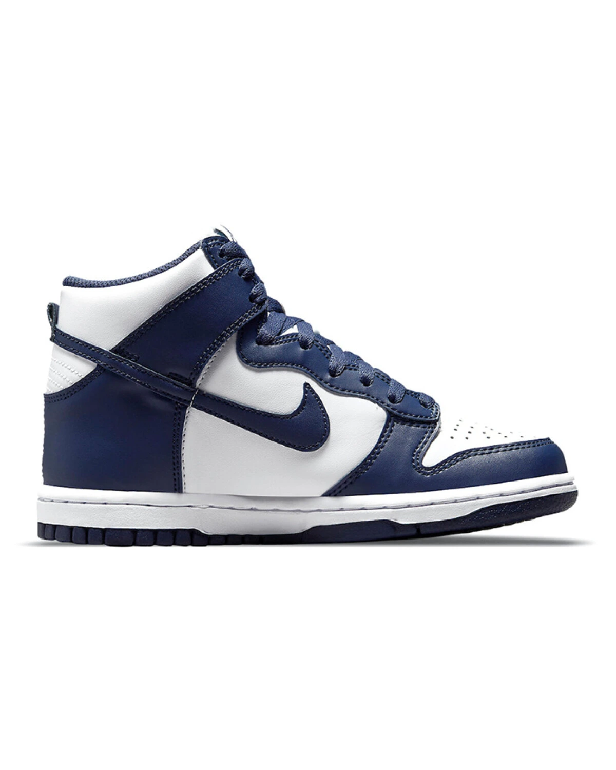 Nike Dunk High детские кеды кожаные сине-белые картинка