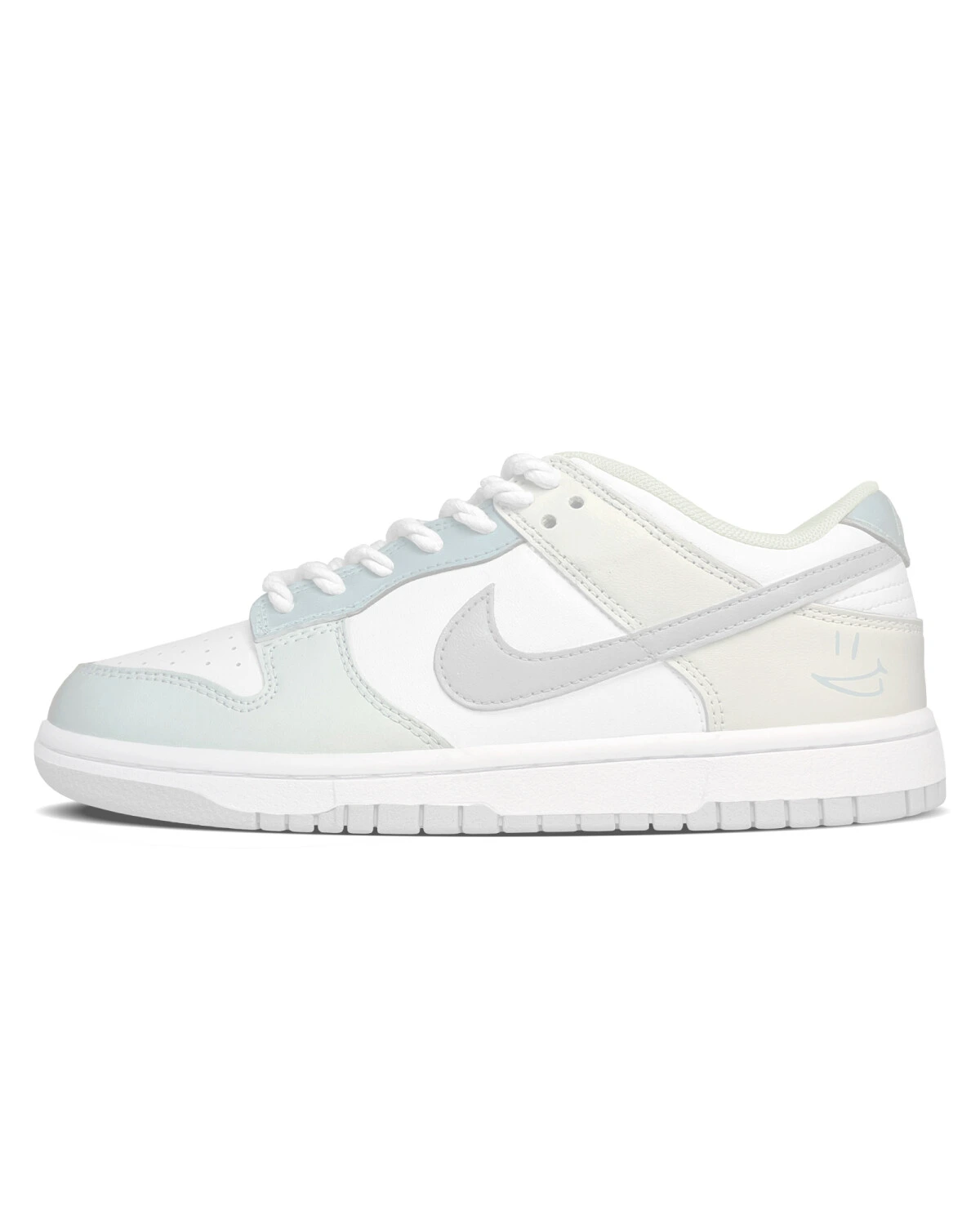 Nike Dunk мужские и женские кроссовки кожаные бежево-голубые картинка