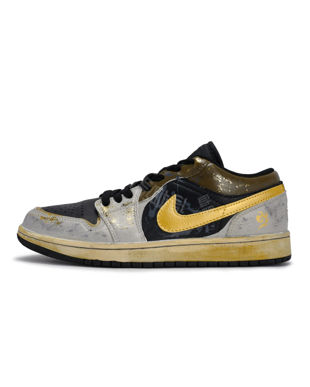 Jordan Air Jordan 1 Low унисекс кроссовки черно-серо-золотые картинка