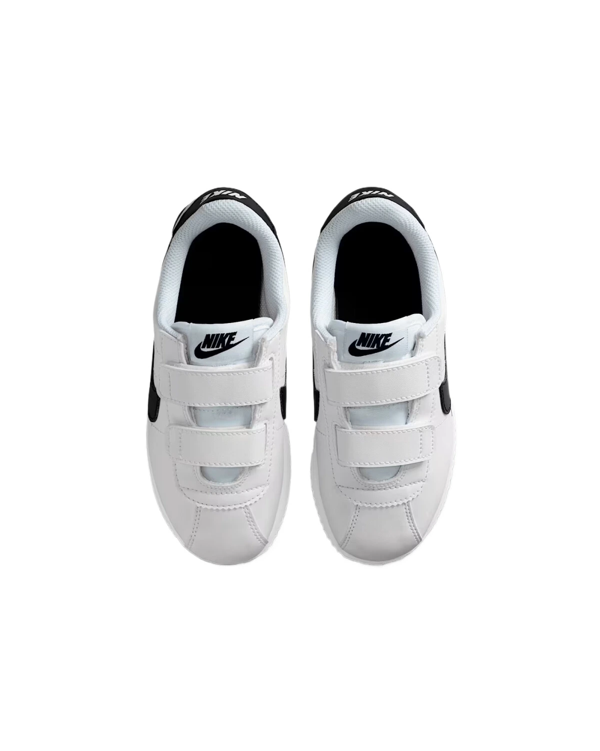 Nike Cortez детские кроссовки бело-черные с магнитной застежкой картинка