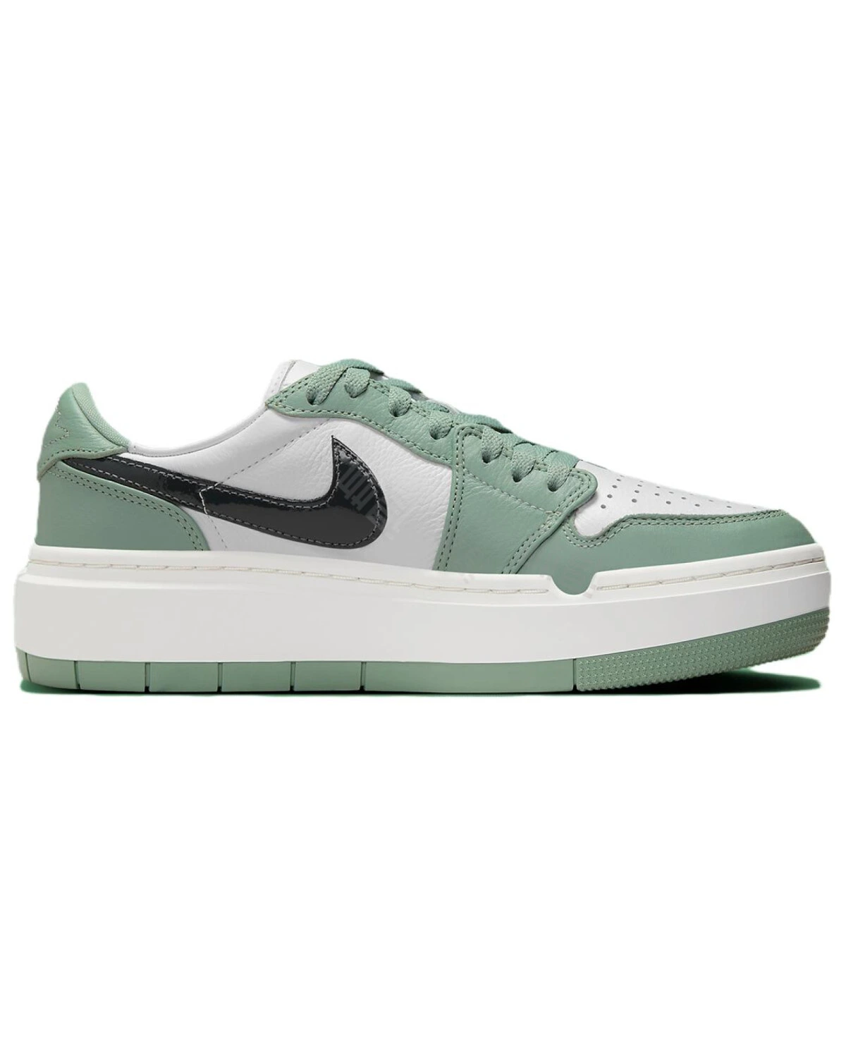 Jordan Air Jordan 1 женские кроссовки кожаные зелёно-белые-чёрные картинка