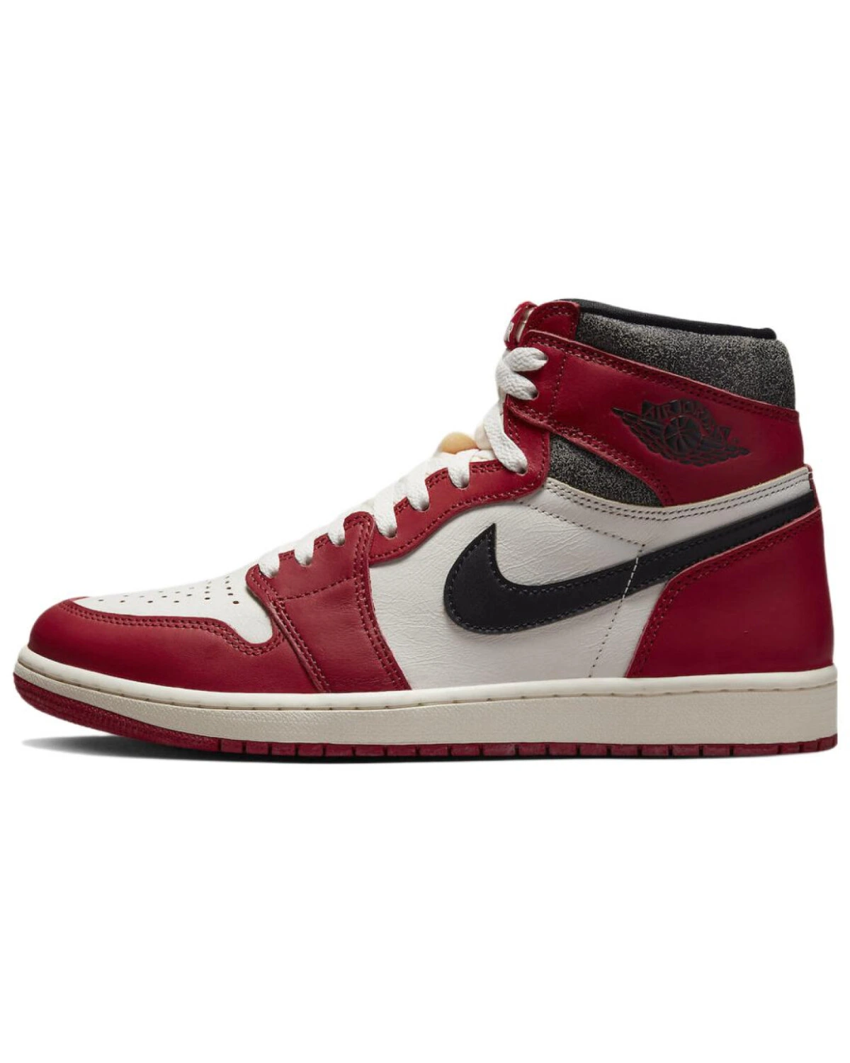 Jordan Air Jordan 1 унисекс кроссовки высокие кожаные бело-красно-черные картинка