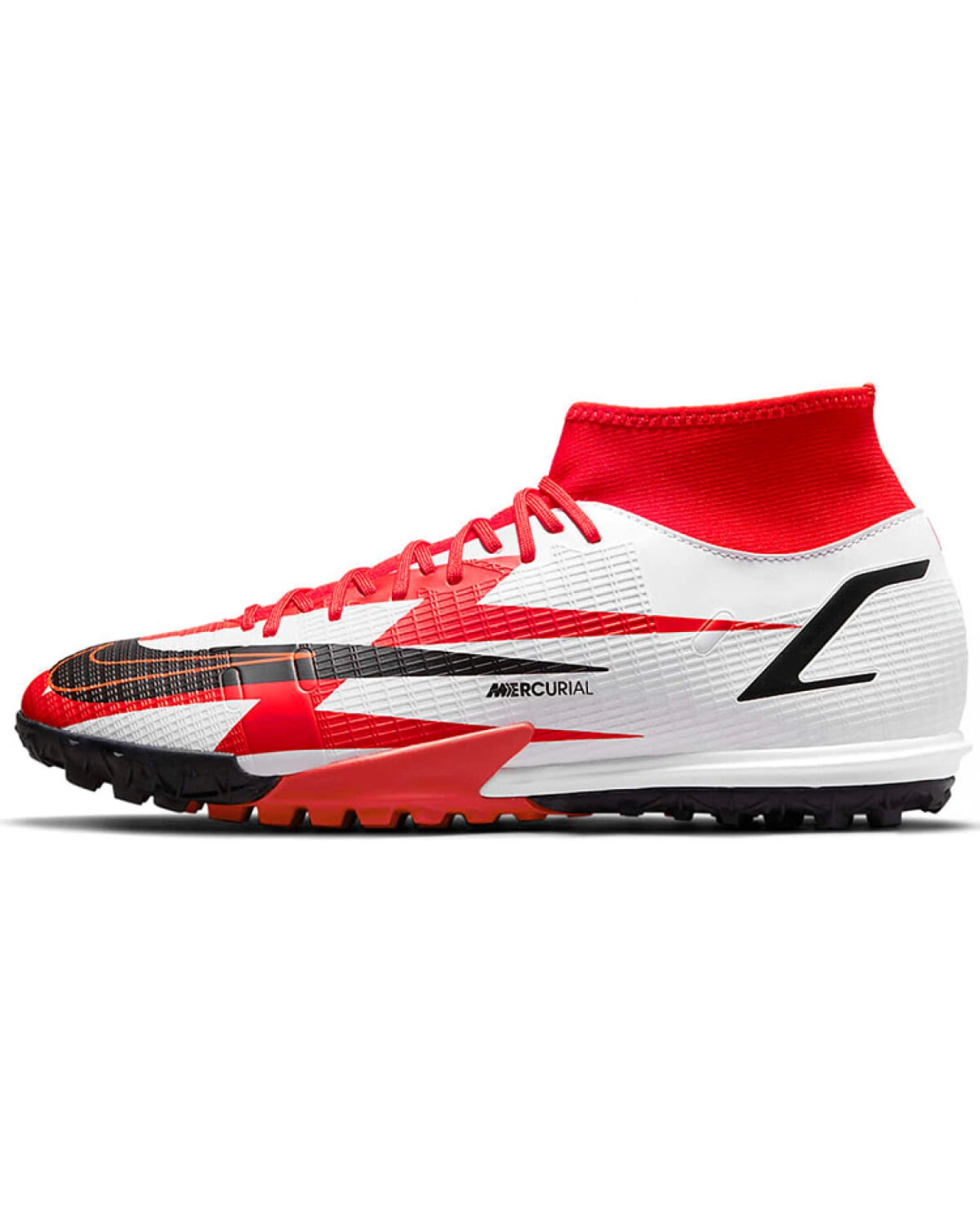 Nike Mercurial Superfly 8 MID унисекс футбольные бутсы для скорости красно-белые картинка