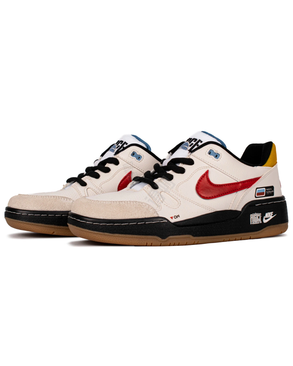 Nike Full Force мужские кеды состаренные черно-белые с красным картинка