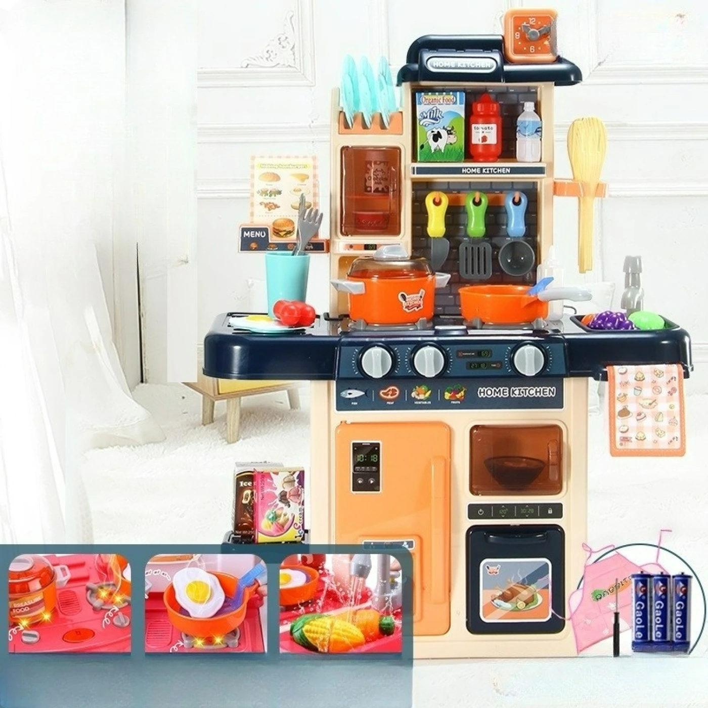 Детская игровая кухня Parenting Treasure — с водой, звуками и светом (синяя) картинка