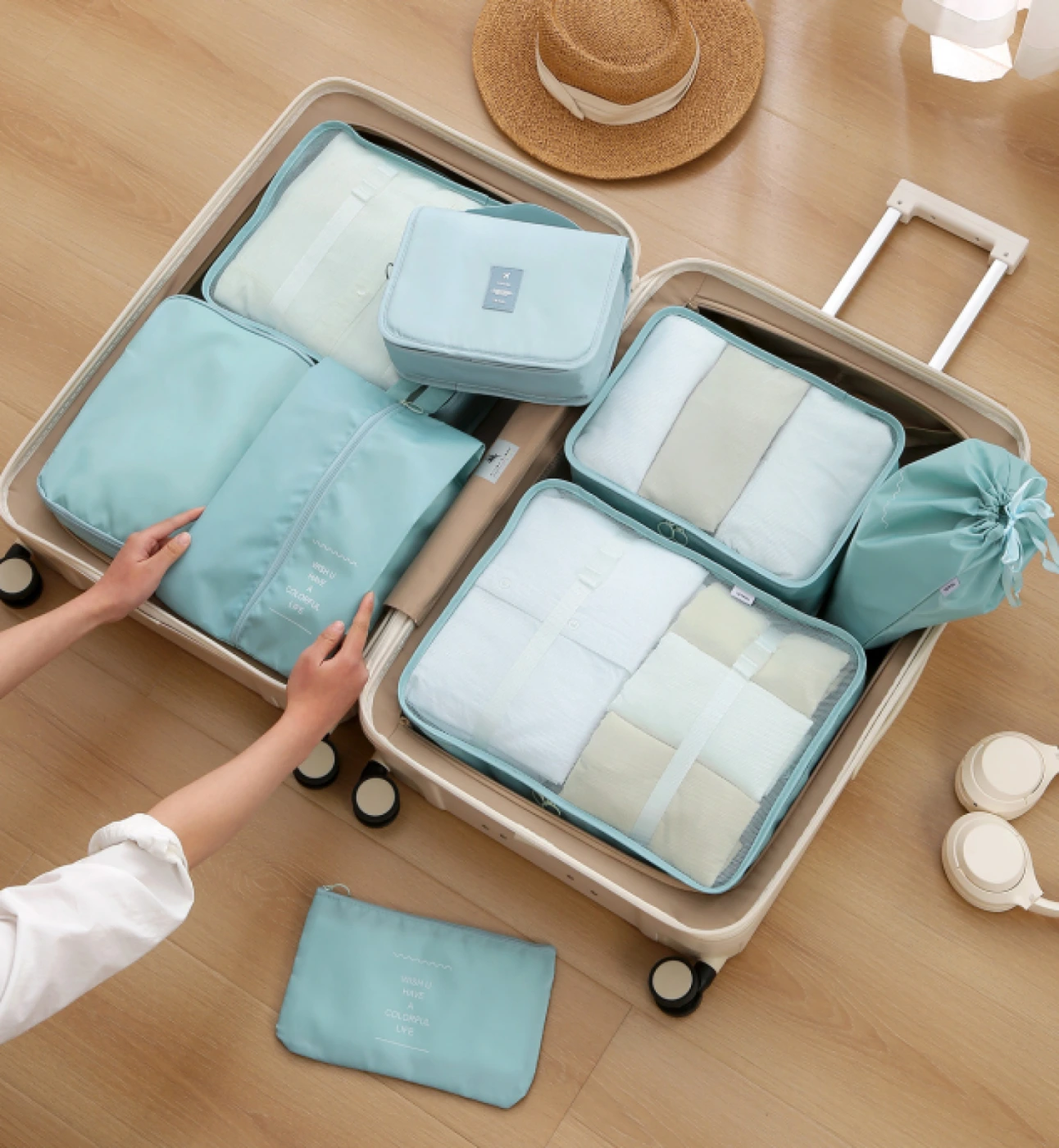 Набор из 8 дорожных органайзеров (голубой) картинка