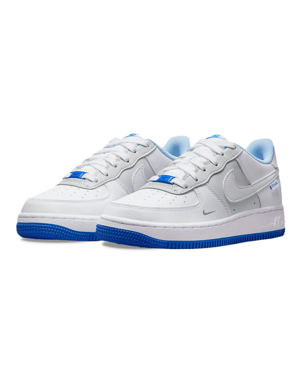 Nike Air Force 1 детские кроссовки белые с синим картинка