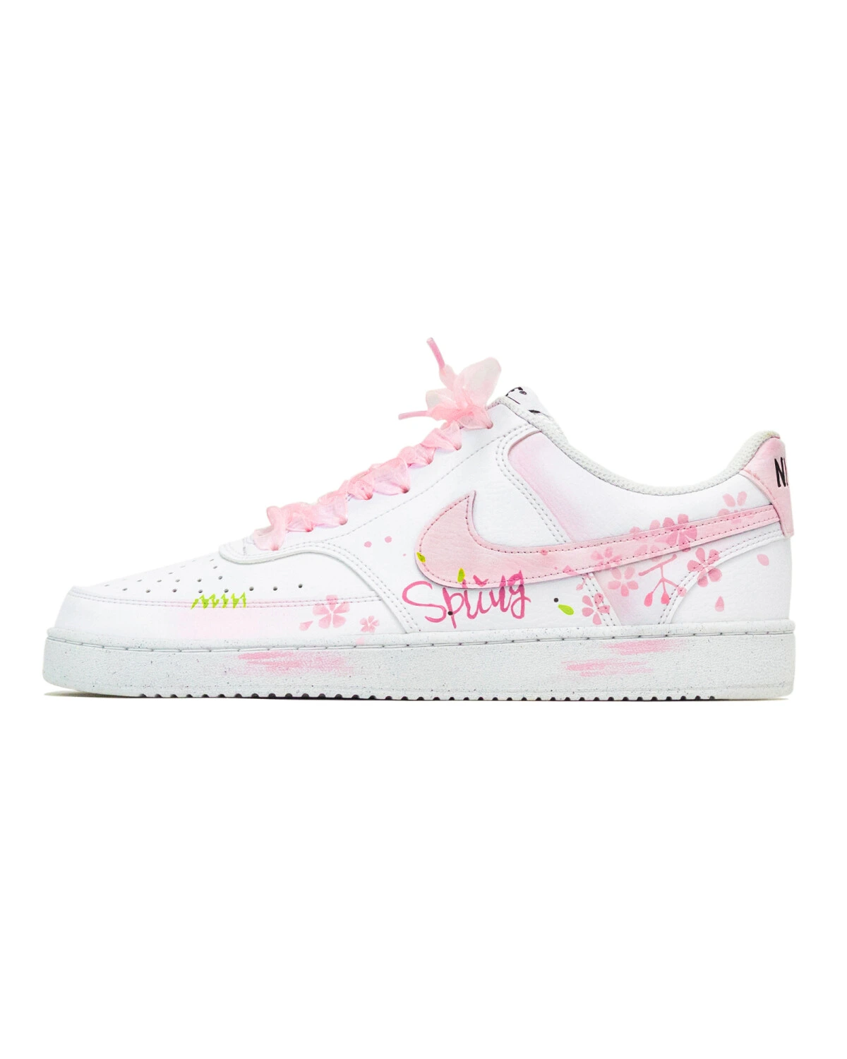 Nike Court Vision 1 мужские кеды из натуральной кожи розово-белые картинка