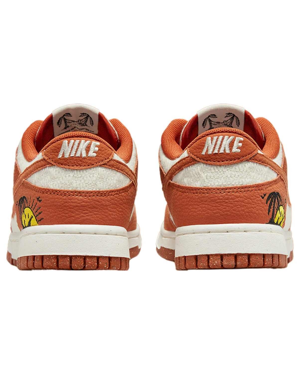 Nike Dunk Low Sun Club женские кроссовки из ткани и кожи бело-оранжевые картинка