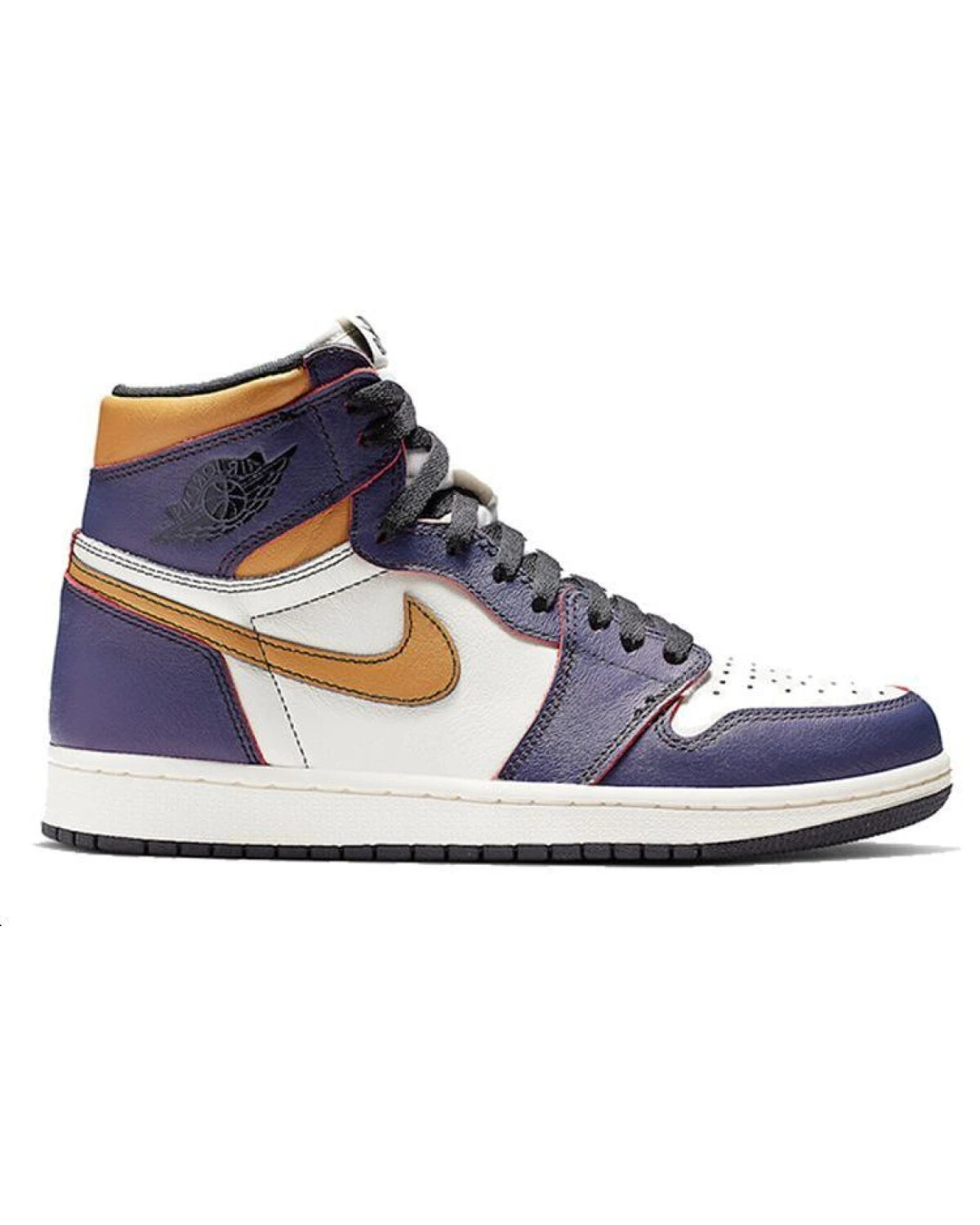 Jordan Air Jordan 1 унисекс кроссовки высокие фиолетово-золотые картинка