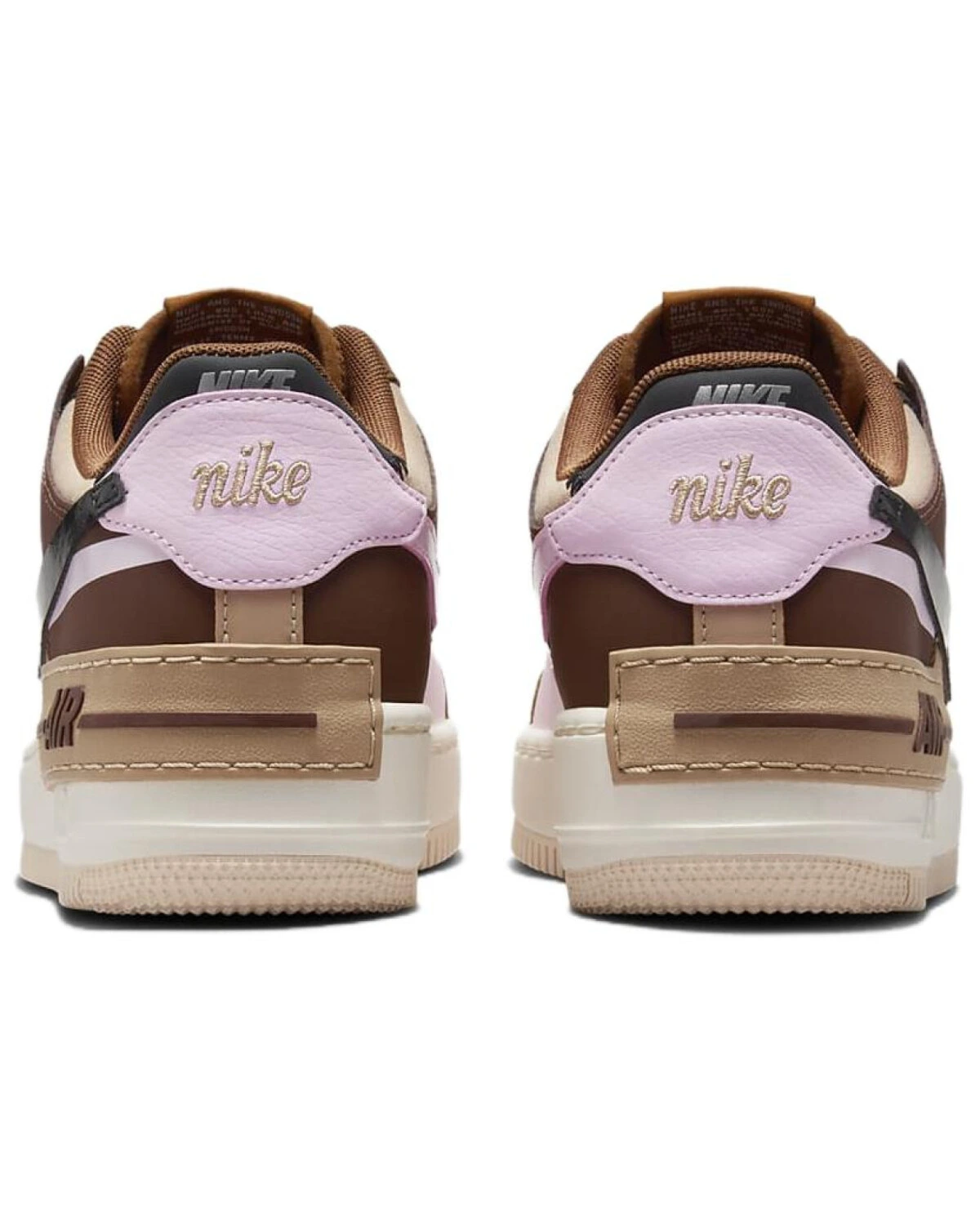Nike Air Force 1 SHADOW женские кроссовки кожаные коричневые картинка