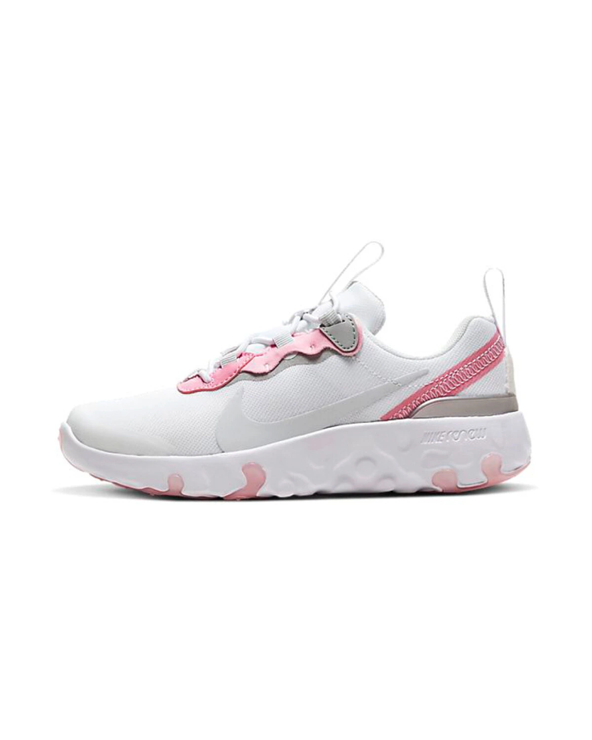 Nike React Element 55 детские кроссовки с амортизацией и несользящей подошвой розово-белые картинка