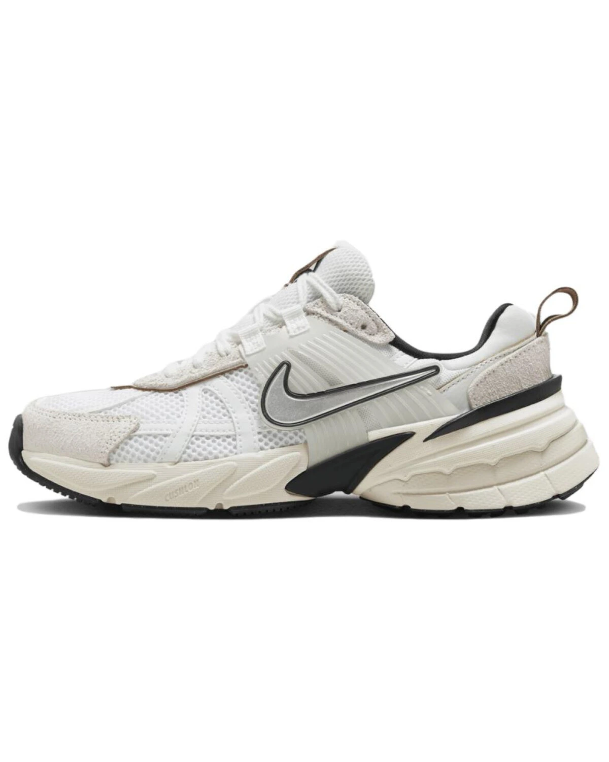 Nike V2K Run унисекс кроссовки бежево-белые с черными вставками картинка