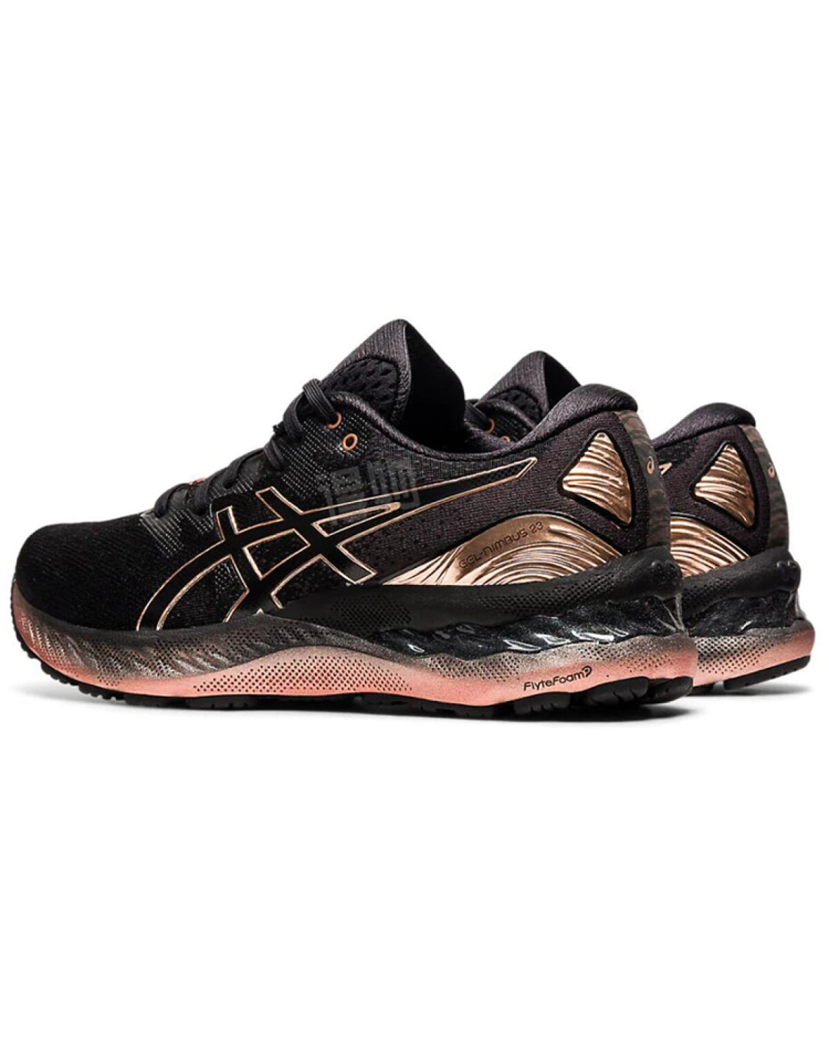 Asics GEL-Nimbus 23 женские кроссовки для бега с амортизацией черно-золотые картинка