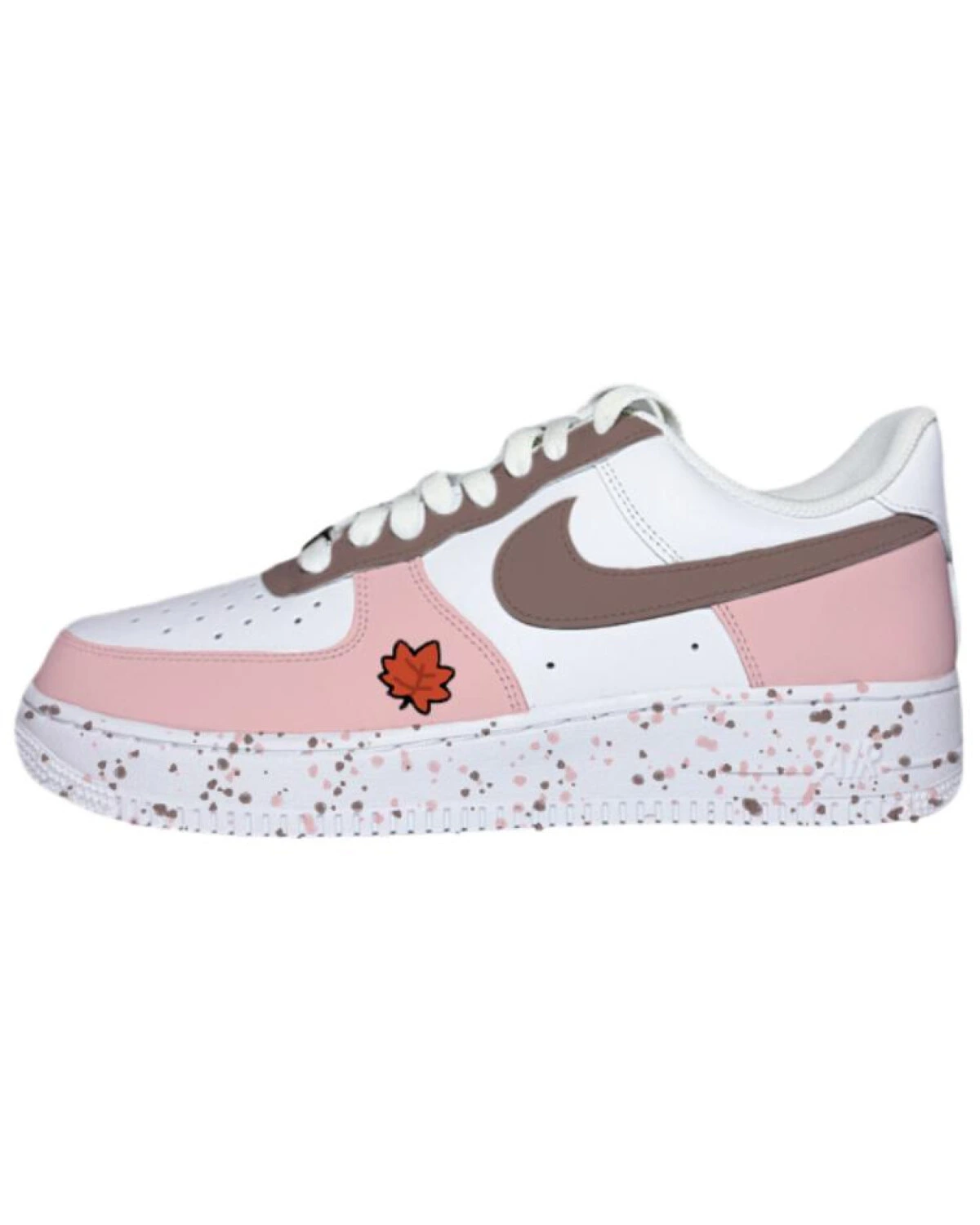 Nike Air Force 1 женские кроссовки бело-розово-коричневые с кленовым листом картинка