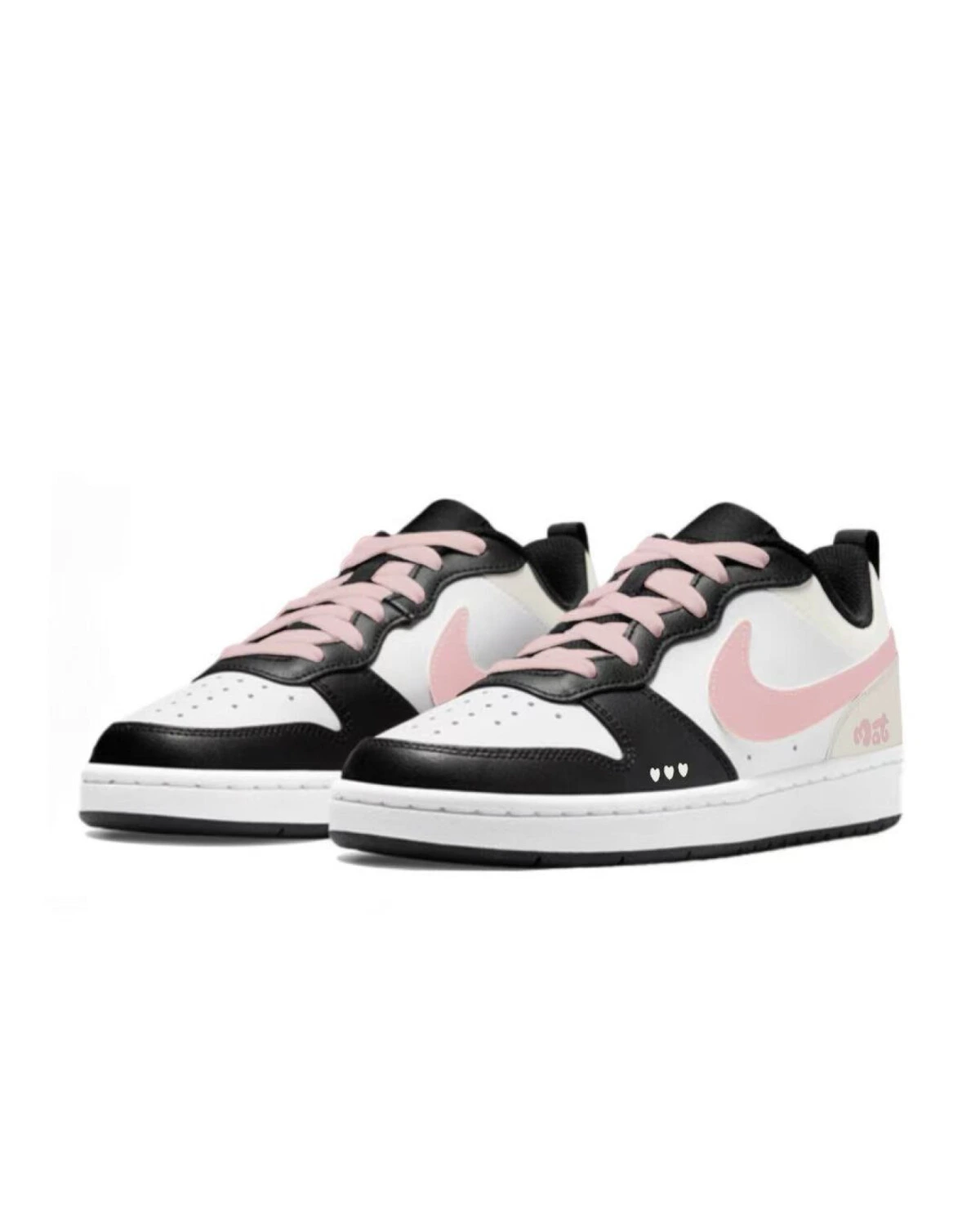 Nike Court Borough MAT детские кеды черно-розовые картинка