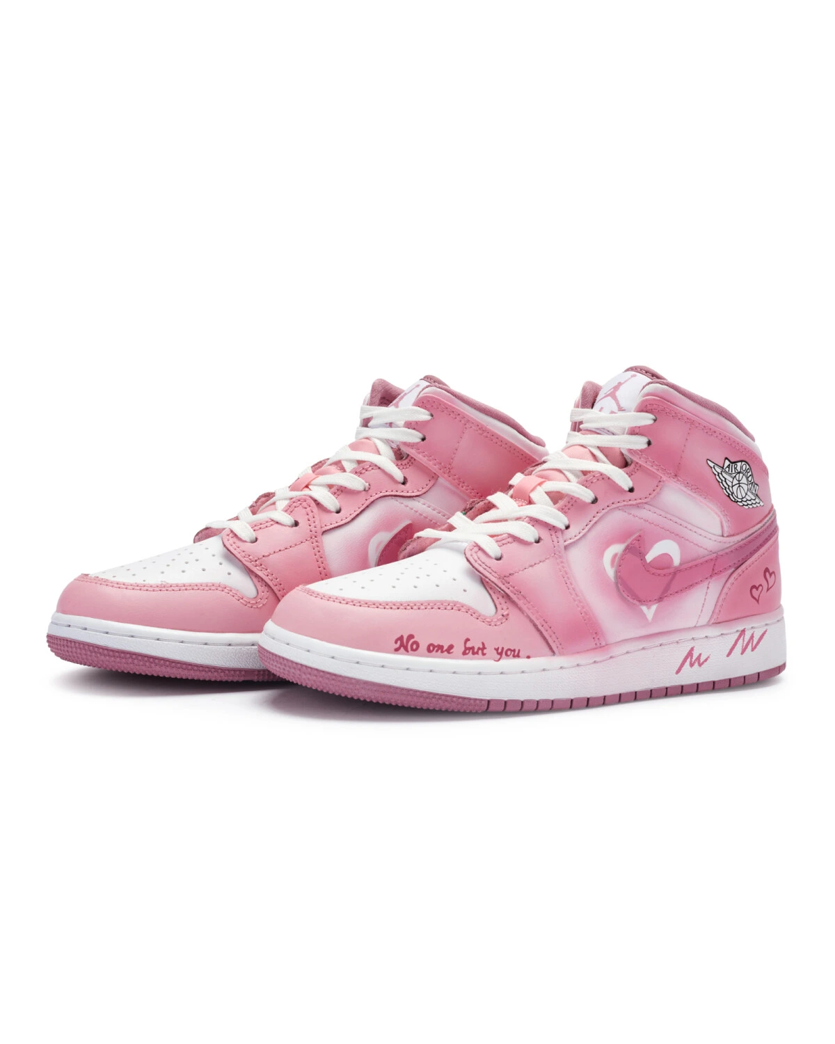 Jordan Air Jordan 1 женские кроссовки розово-белые с амортизацией и износостойкостью картинка