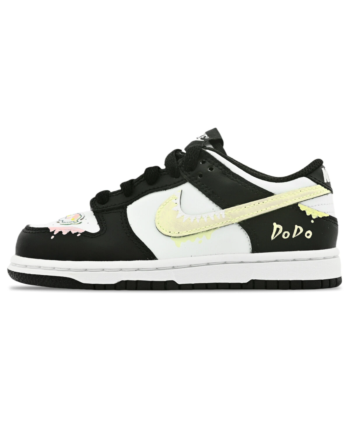 Nike Dunk White/Black детские кроссовки с ручной росписью черно-белые картинка