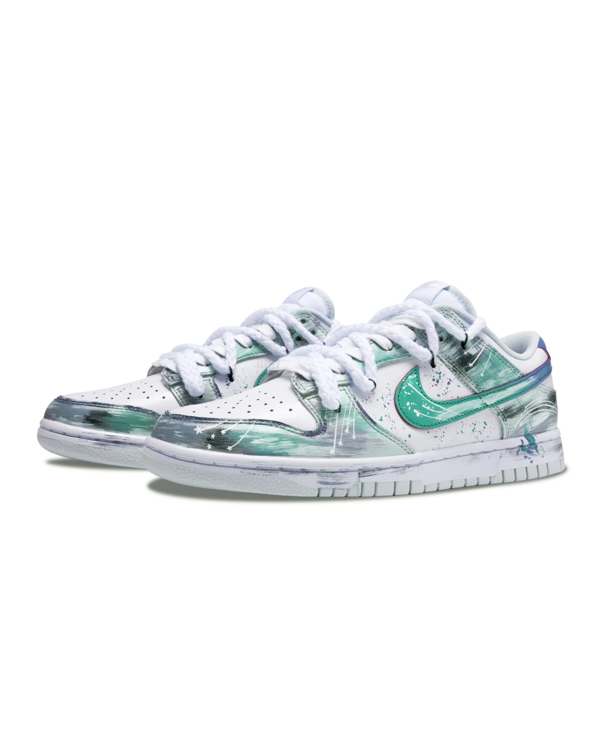 Nike Dunk мужские и женские кроссовки бело-зелёные противоскользящие картинка
