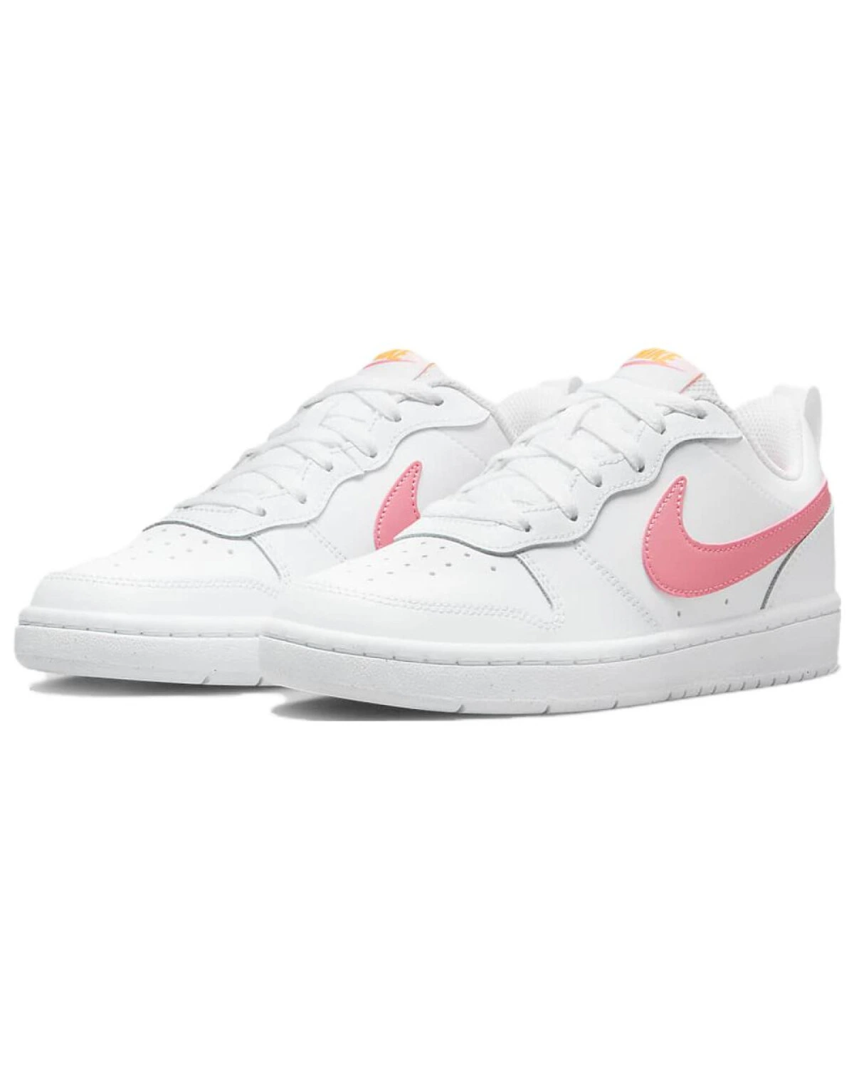 Nike Court Borough Low 2 детские кеды кожаные бело-розовые картинка