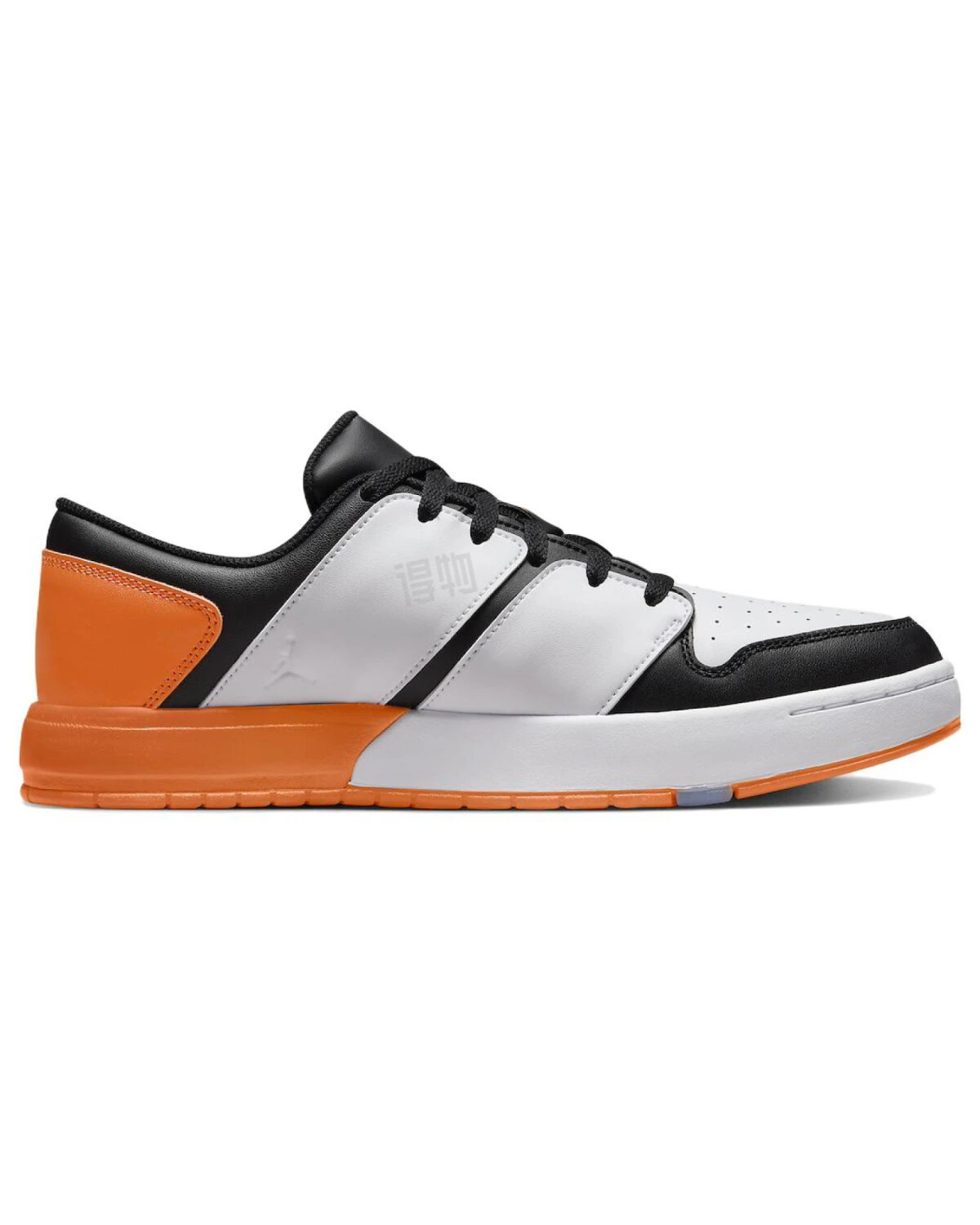 Jordan Nu Retro 1 Low мужские спортивные кроссовки бело-чёрно-оранжевые кожаные картинка