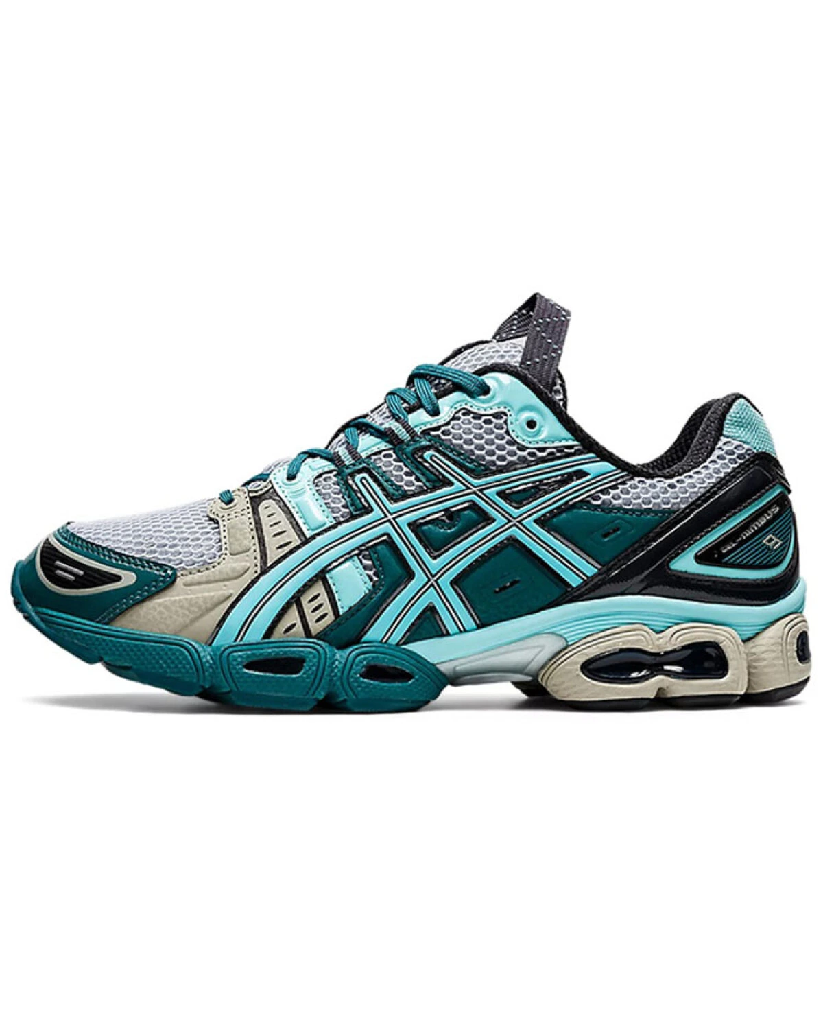 Asics GEL-Nimbus 9 UB3-S унисекс кроссовки серо-голубые с красным картинка