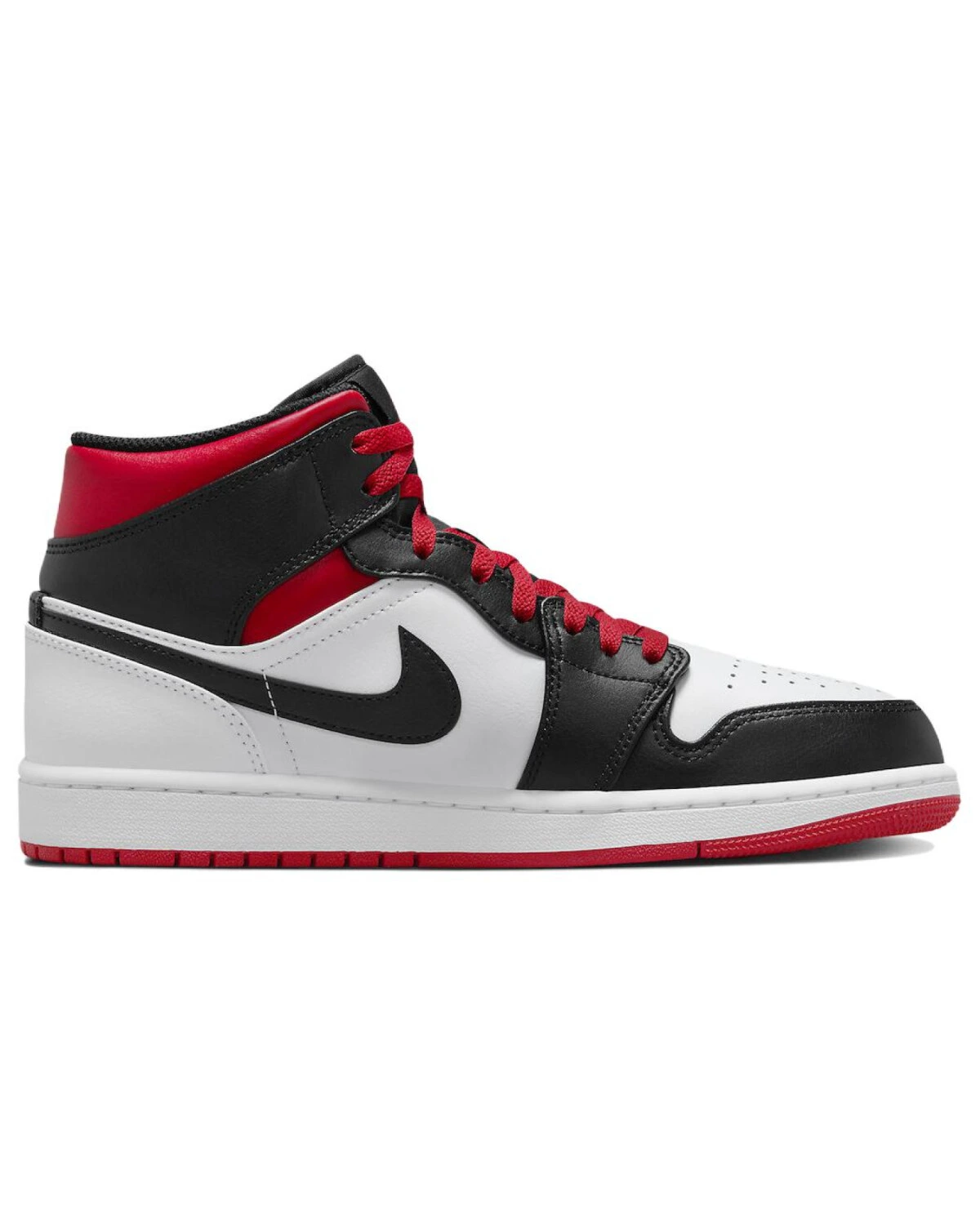 Jordan Air Jordan 1 мужские/женские кроссовки кожаные черно-белые с красными вставками картинка