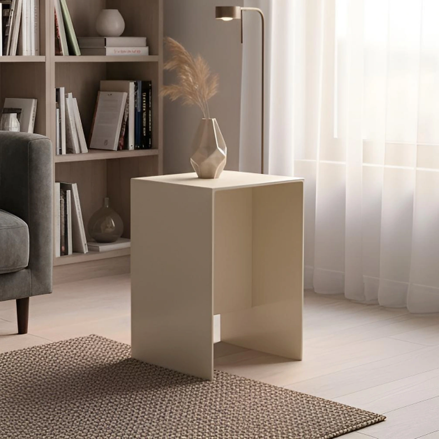 Приставной столик-табурет из акрила (Молочный) картинка