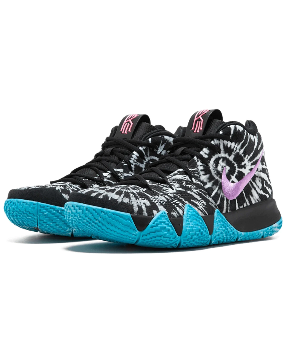 Nike Kyrie 4 унисекс высокие кроссовки чёрные с синими вставками картинка