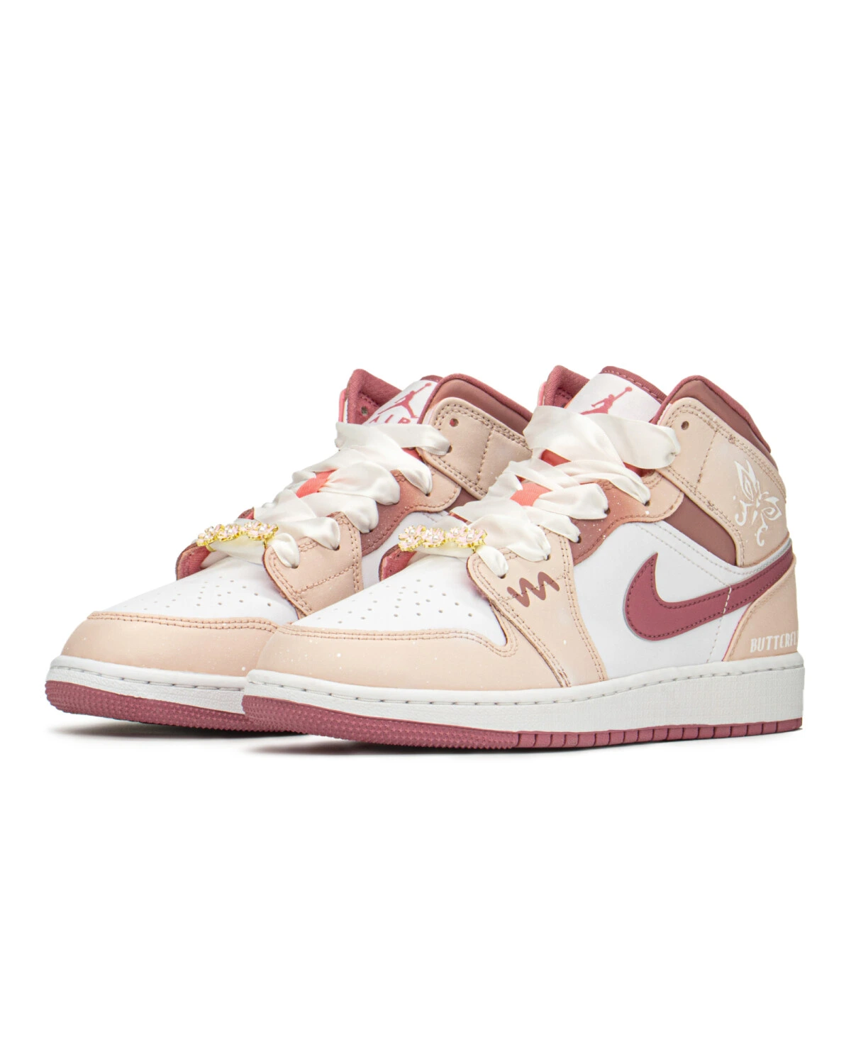 Jordan Air Jordan 1 FZBB женские кроссовки высокие розово-белые картинка