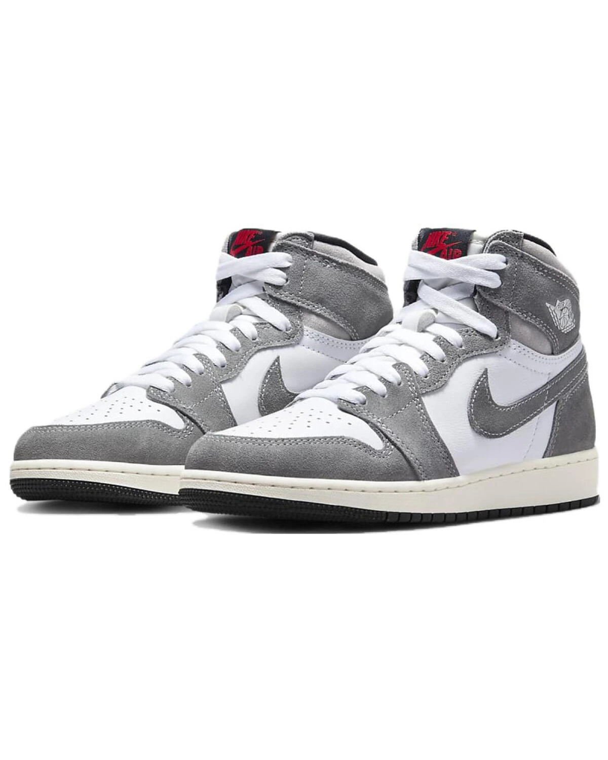Jordan Air Jordan 1 детские высокие кроссовки серо-белые из кожи картинка