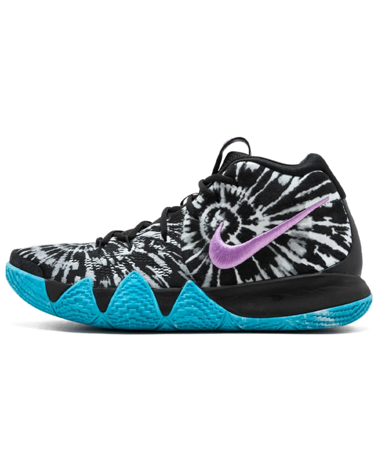 Nike Kyrie 4 унисекс высокие кроссовки чёрные с синими вставками картинка