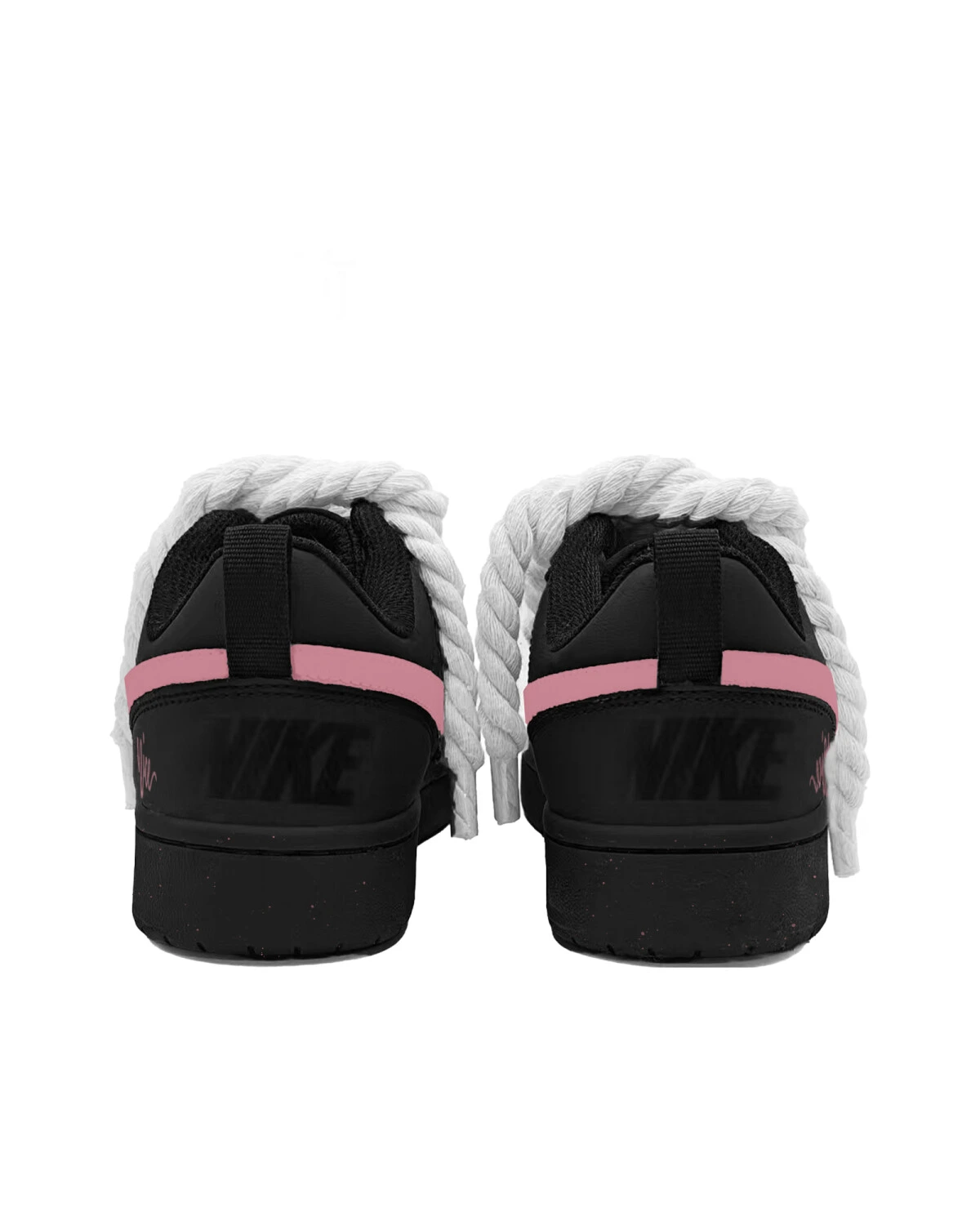 Nike Court Borough детские кеды из кожи черно-розовые картинка