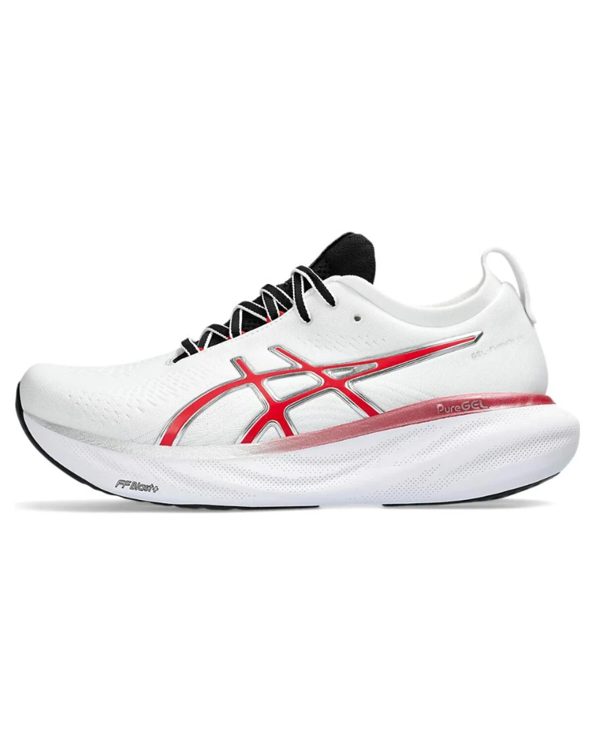 Asics GEL-Nimbus 25 мужские кроссовки для марафона дышащие бело-чёрно-красные картинка