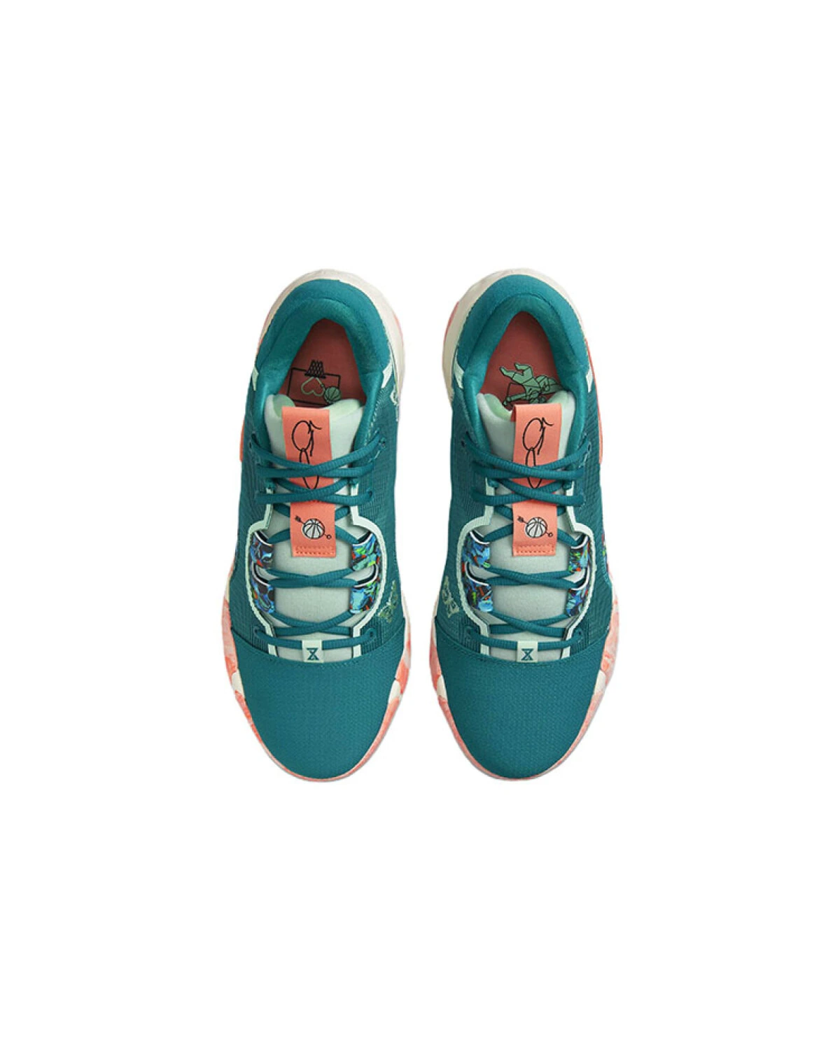 Nike PG 6 unisex баскетбольные кроссовки зелёные с оранжевыми акцентами картинка