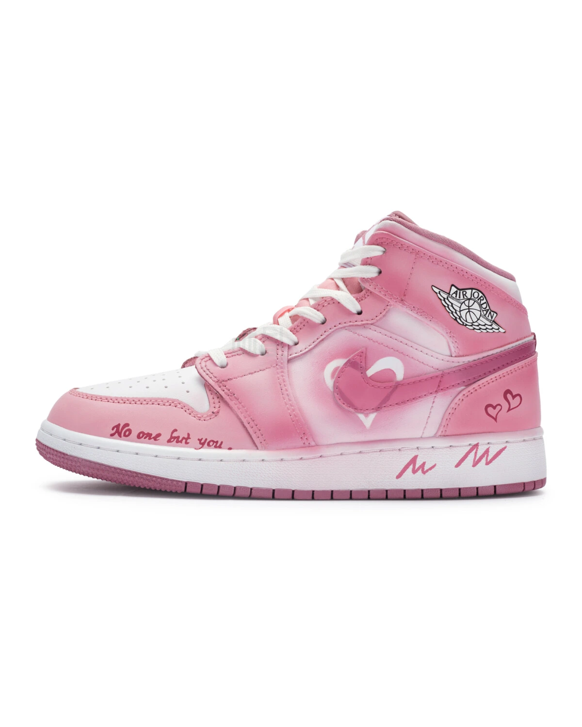 Jordan Air Jordan 1 женские кроссовки розово-белые с амортизацией и износостойкостью картинка