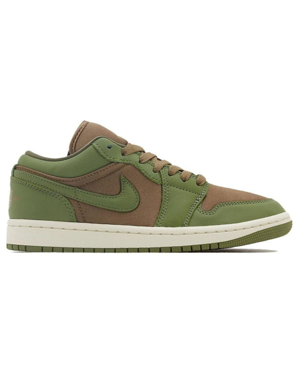 Jordan Air Jordan 1 женские кроссовки из ткани зелёно-коричневые картинка