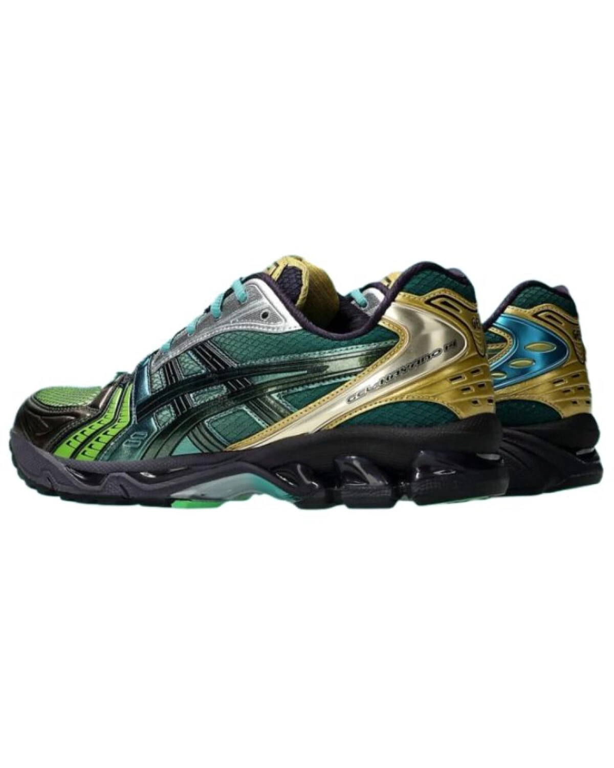 Asics Gel-Kayano 14 кроссовки черно-зеленые дышащие картинка