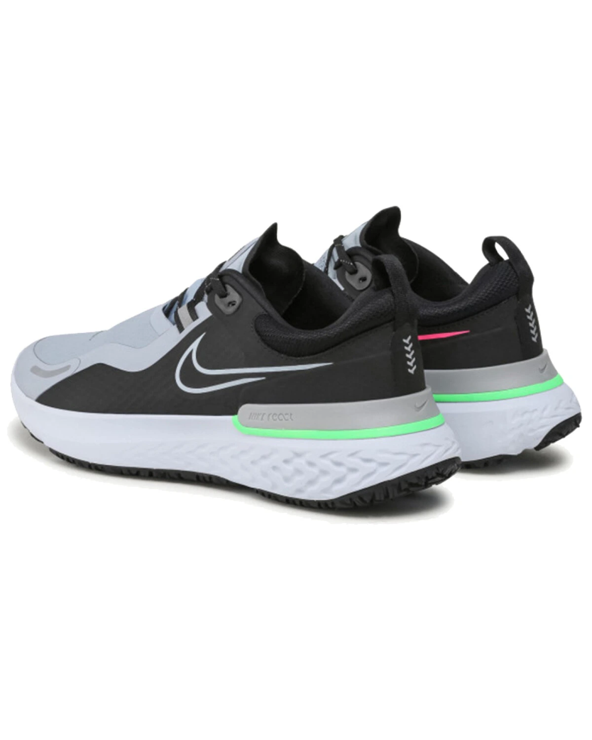 Nike React Miler 1 Shield мужские спортивные кроссовки серо-черно-зеленые с амортизацией React Foam картинка