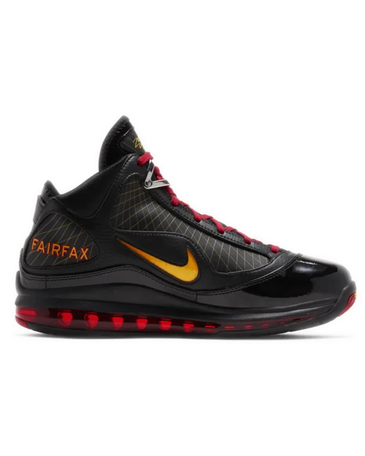 Nike Lebron 7 unisex высокие кроссовки кожаные чёрно-красные картинка