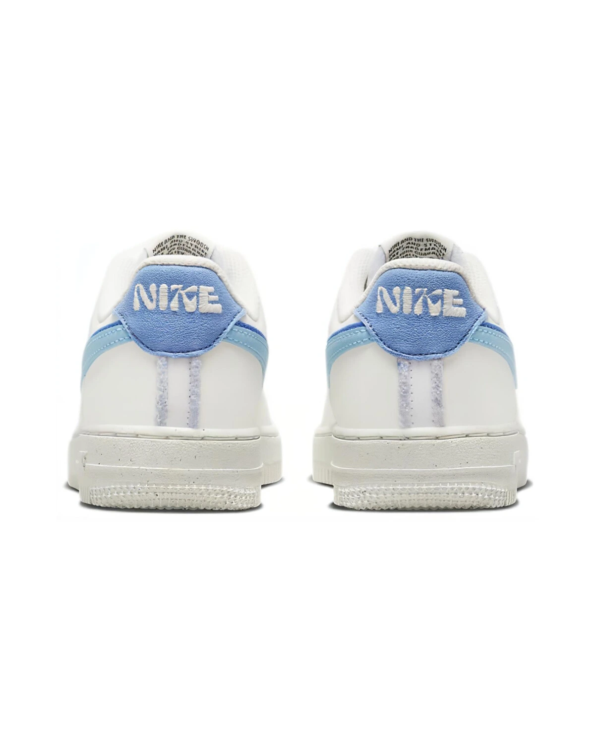Nike Air Force 1 детские кроссовки белые с голубыми вставками картинка