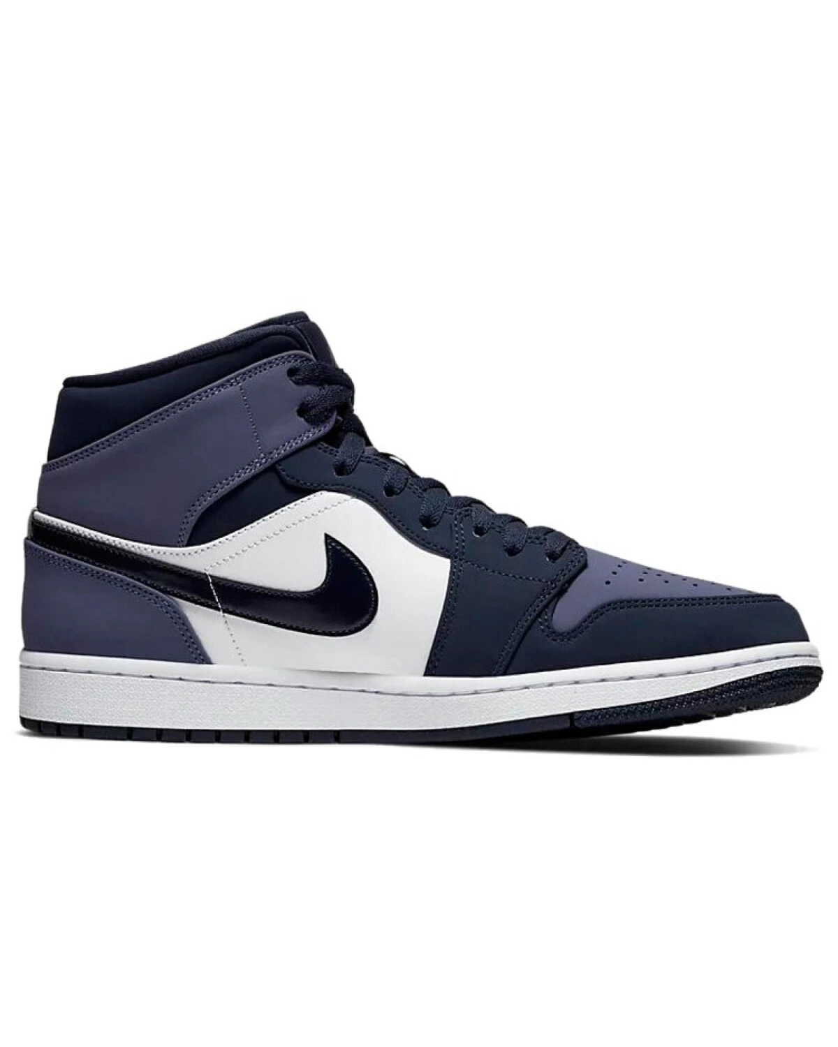 Jordan Air Jordan 1 Mid unisex высокие кроссовки из кожи фиолетово-белые картинка