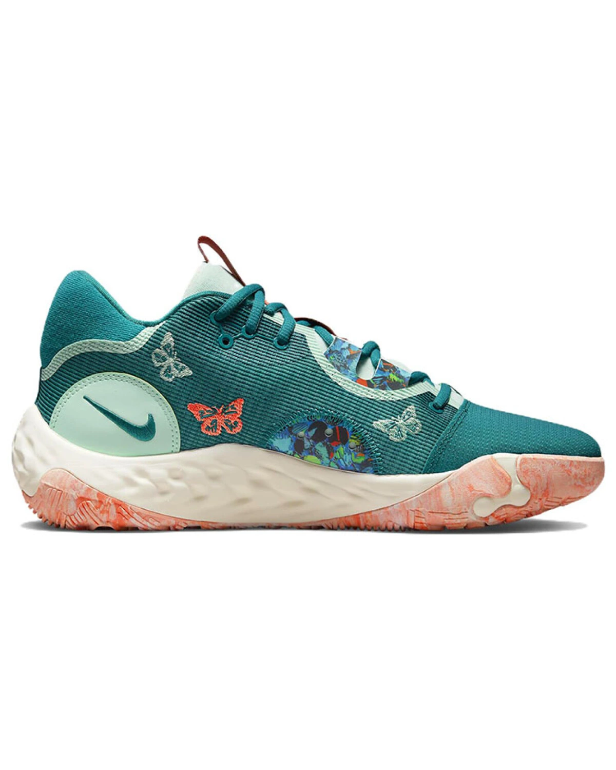 Nike PG 6 unisex баскетбольные кроссовки зелёные с оранжевыми акцентами картинка
