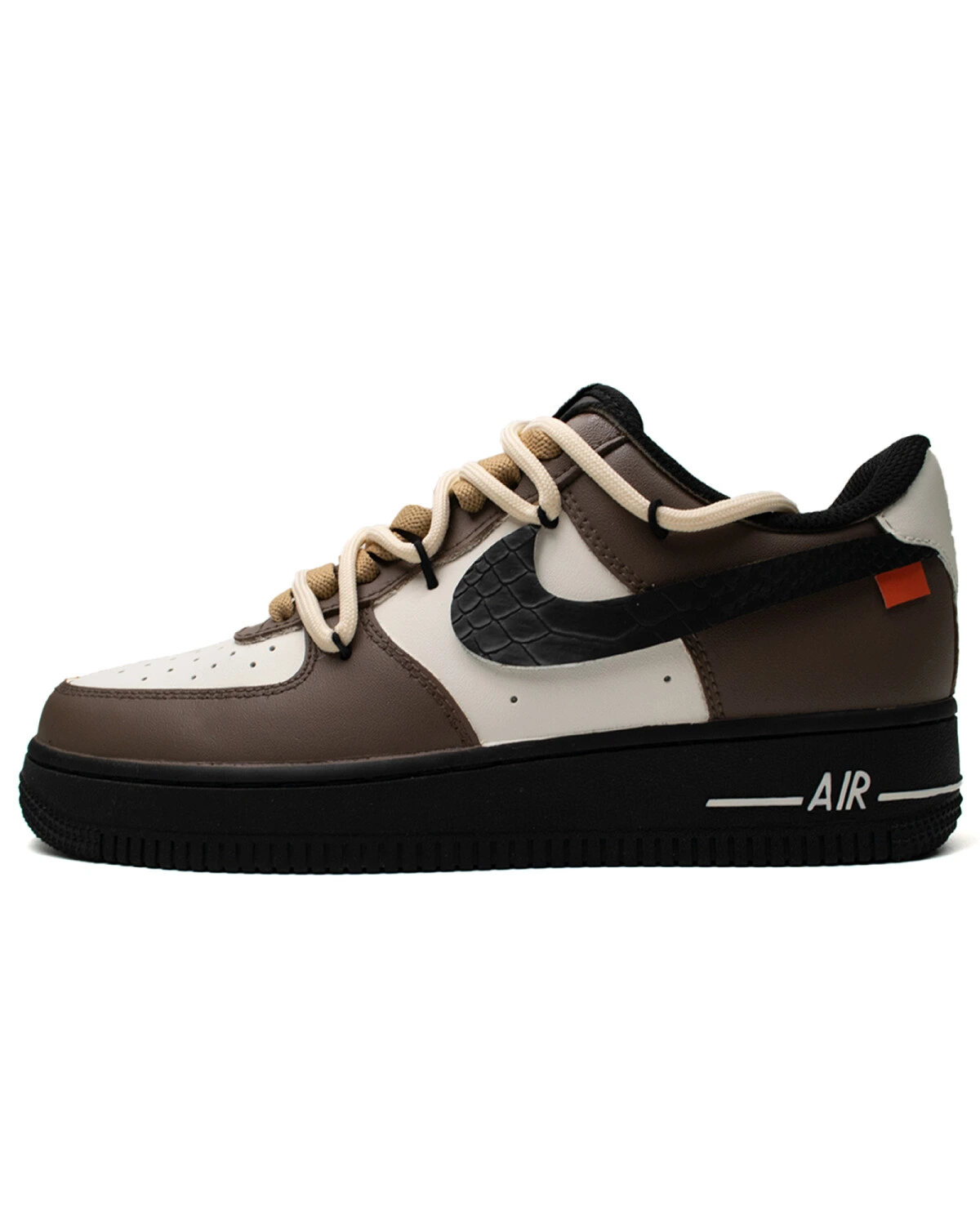 Nike Air Force 1 unisex кроссовки черно-белые с коричневым картинка